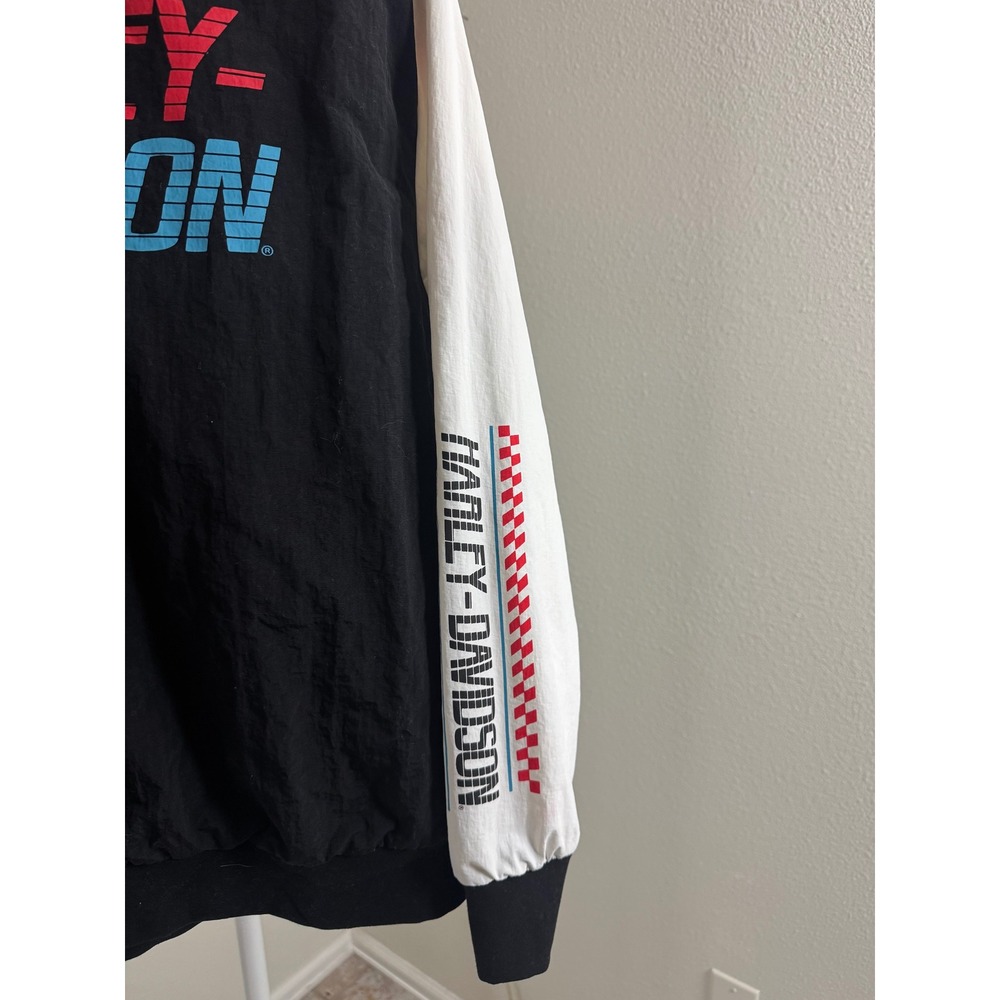 Harley-Davidson Mens Colorblock Anorak Windbreaker Jacket Red Black White Size M - Picture 7 of 12